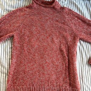 LL Bean - cotton orange & white rollneck  Sweater